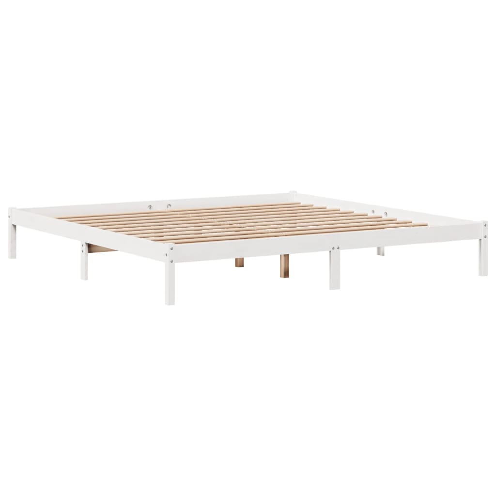 Bed Frame without Mattress White 200x200 cm Solid Wood Pine
